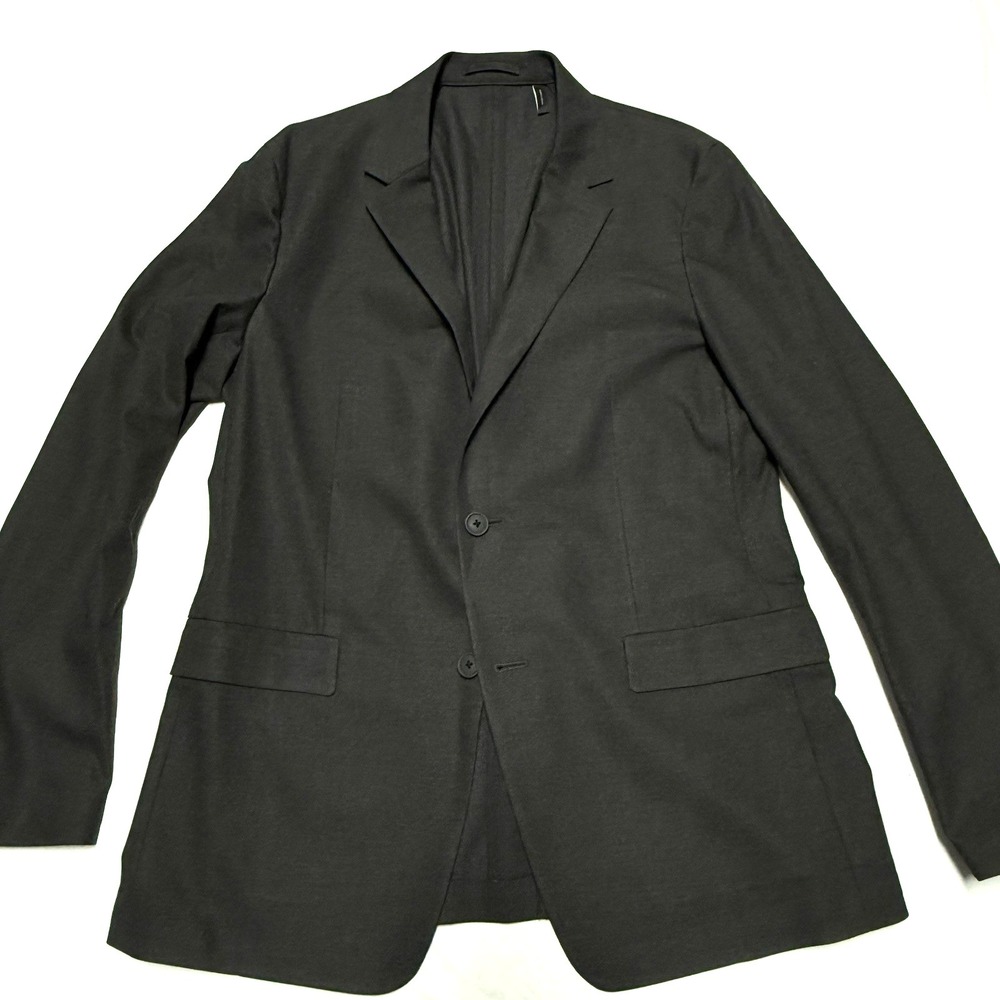 Theory Jacket Mens 42 Charcoal Gray Two Button Blazer Simons Tech Modern Minimal